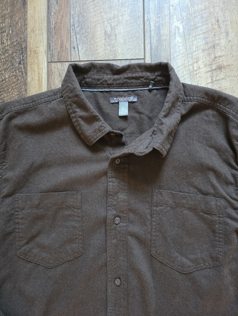 Toad&Co - Flannagan Solid LS Flannel Shirt - XL - Dark Brown